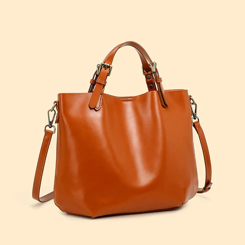 

Genuine Leather Women's Bag Luxury Designer Shoulder Bag Fashion Cowhide Handbags High Quality Women Crossbody Bucket Bags