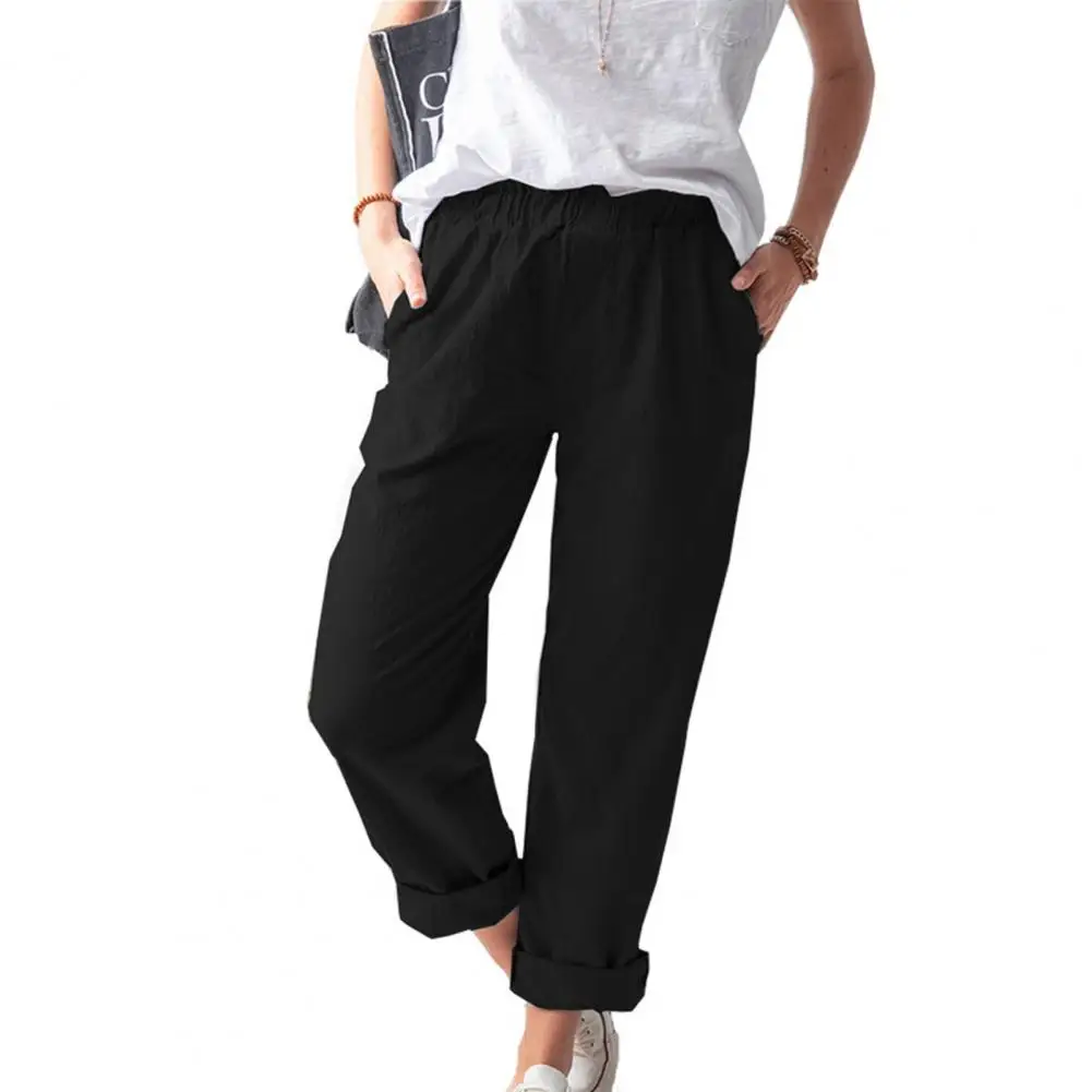 

Women Trousers Stylish Women's High Waist Straight Leg Pants with Pockets Solid Color Loose Fit Casual Trousers for Streetwear