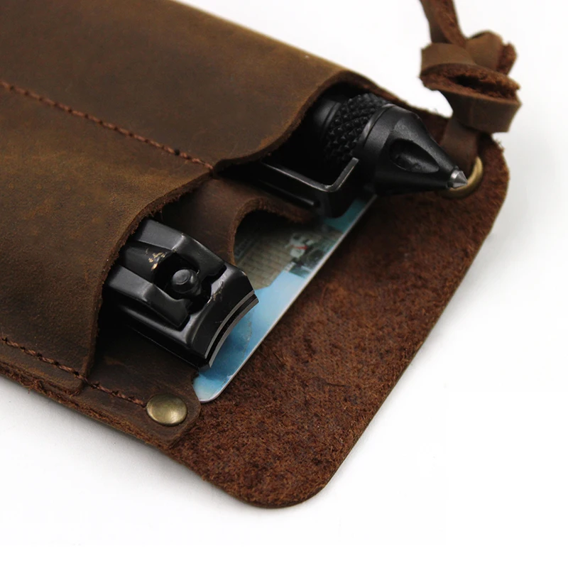 Genuine Leather EDC Organizer Sheath Handmade Tactical Tool Pouch Holster with Belt Clip