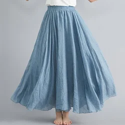 Maxi Saia Feminina Elegante de Linho de Algodão, Boho Saia Longa, Casual Roupas de Praia, Moda Harajuku, Y2k