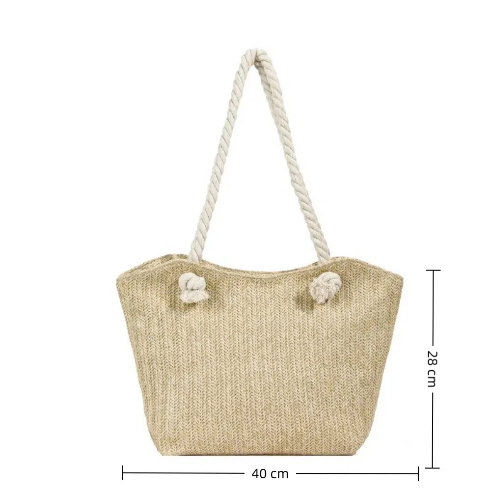 Neue Sommer-Strandtasche mit Großer Kapazität, Raffia Boho Schultertasche, Henkeltasche für Damen – Detail 1