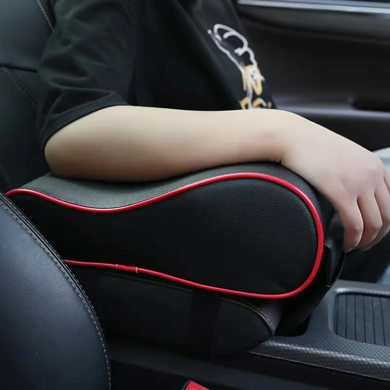 Leather Car Central Armrest Soft Pad Black Auto Center Console Arm Rest Seat Box Mat Cushion Pillow Cover Vehicle Protective