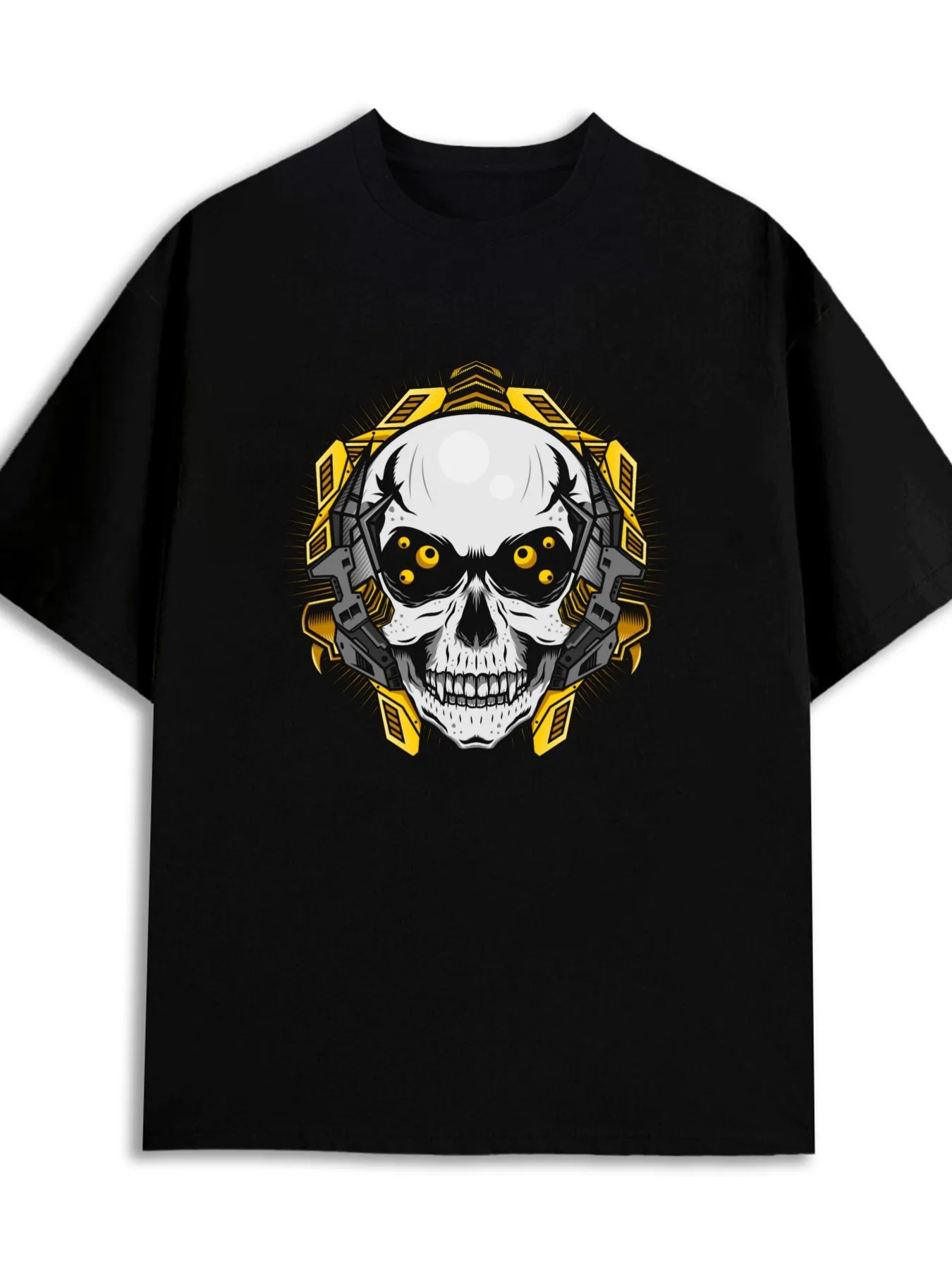 

CyberSkullTee - 180g 100% Cotton Skeleton Print, All-Season Trendy Casual Tee
