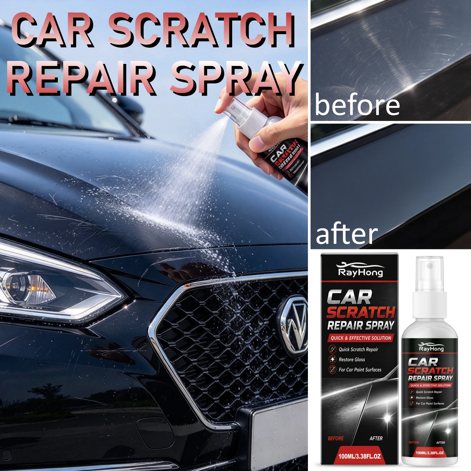 Car Scratch Remover Repairing Spray Vehicle Light Marks Eliminator For Auto Surface Renewal Auto Paint Surface Polishing Agent