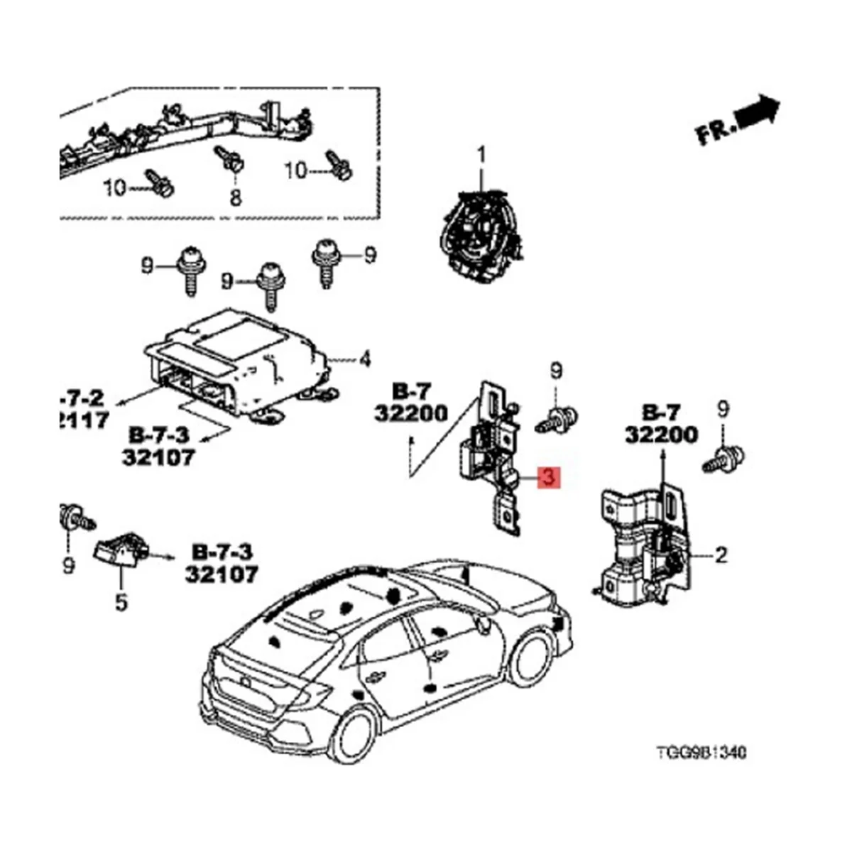 1Pair Car Front Impact Crash Sensor Assembly 77930-TBA-B21 77930-TBA-B11 for Honda Civic 2016-2021