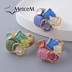 2024 New in Ring Colorful Enamel Adjustable Jewelry Rings Fashion Geometric Resin Rings for Women Party Holiday Gift Luxury