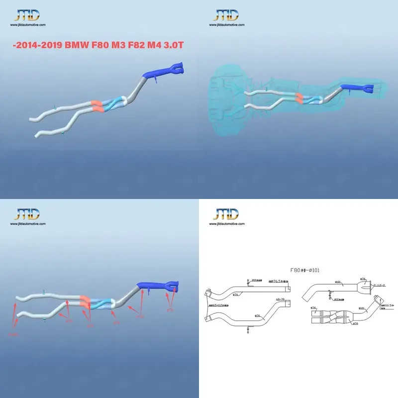 High Quality 102mm Single Section Mid Pipe with Z Pipe for BMW F80 M3 F82 M4 3.0T S55 Durable Duty Vehicle Fitment Unit