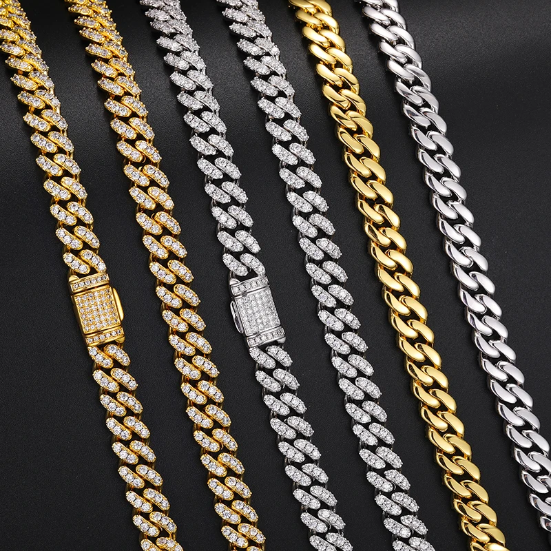 Low Price 8mm 1 Row VVS Moissanite Iced Out Cuban Link Chain Hiphop Jewelry 925 Sterling Silver Lab Diamond Necklace Men Women