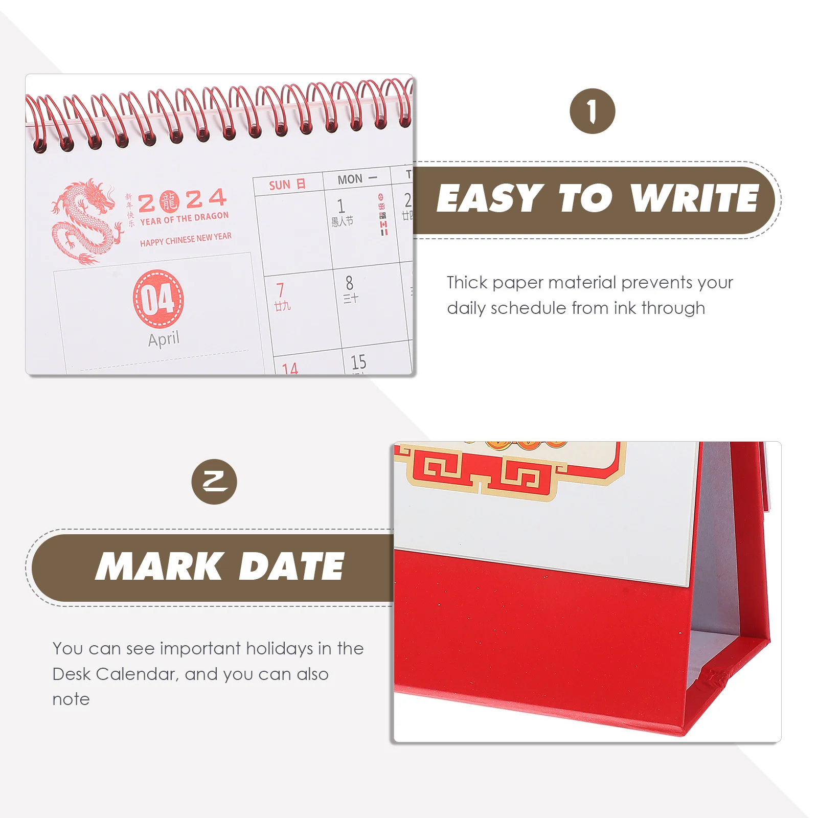 

Chinese Style Mini Desktop Planner Calendar for Home New Year Carlandar Lunar Daily