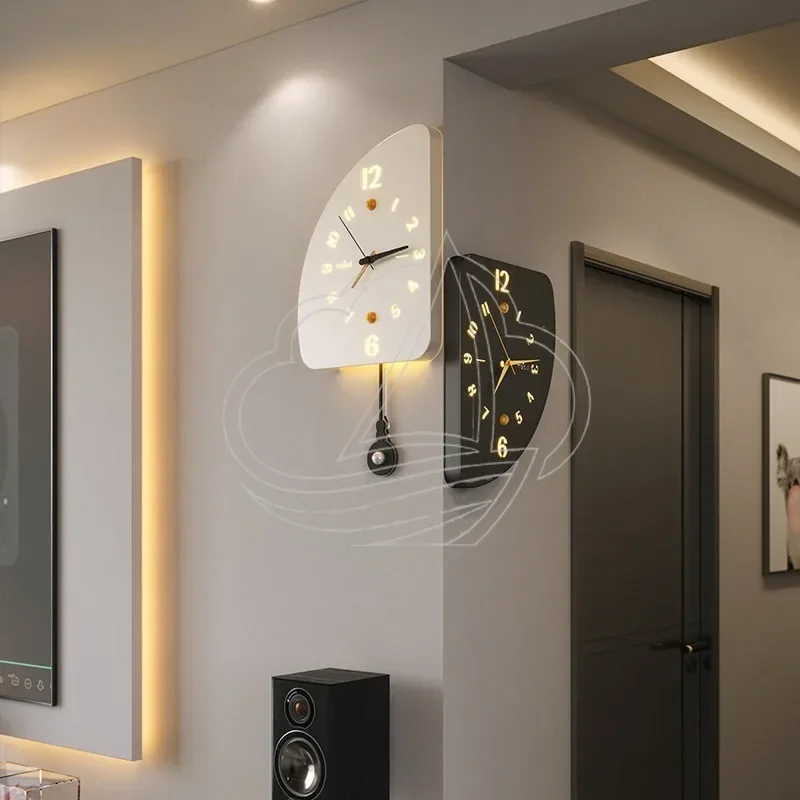 Modern Simple Double-Sided Corner Wall Clock Creative Home Living Room Decor Clock