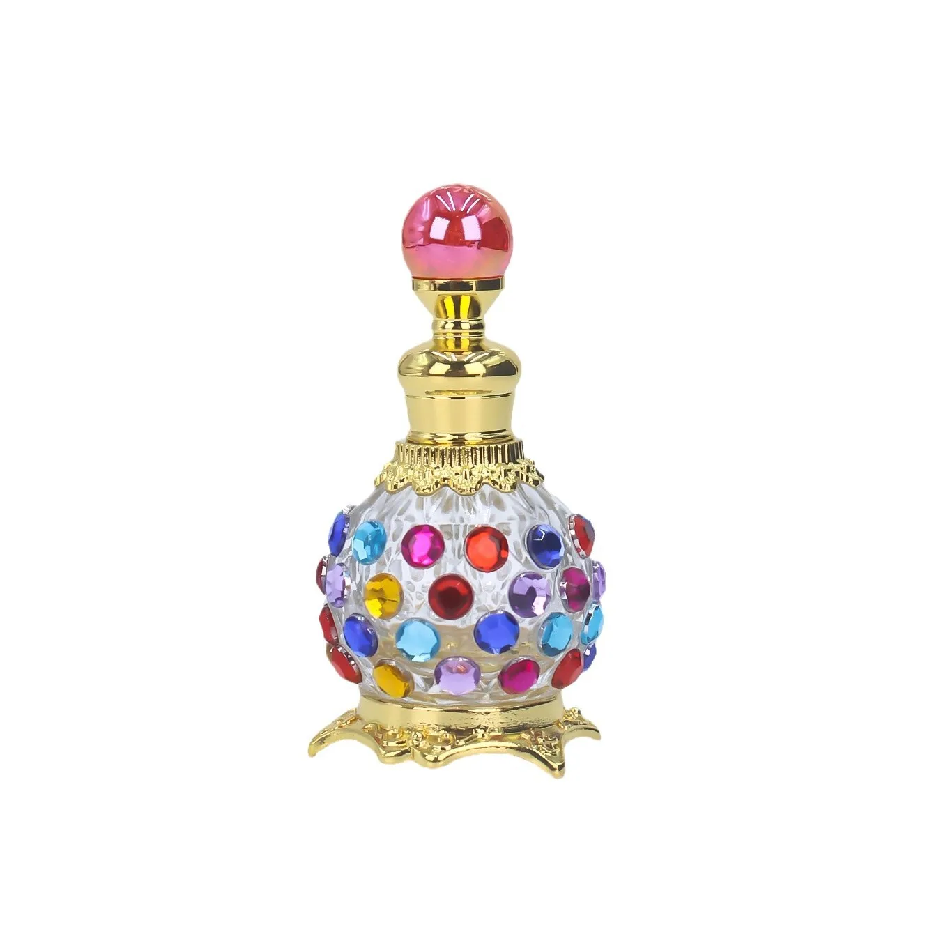 

15ML Premium Glass Perfume Empty Bottle Dubai Middle East Style Essential Oil Vacuum Dispenser with Big Drill Travel Spray