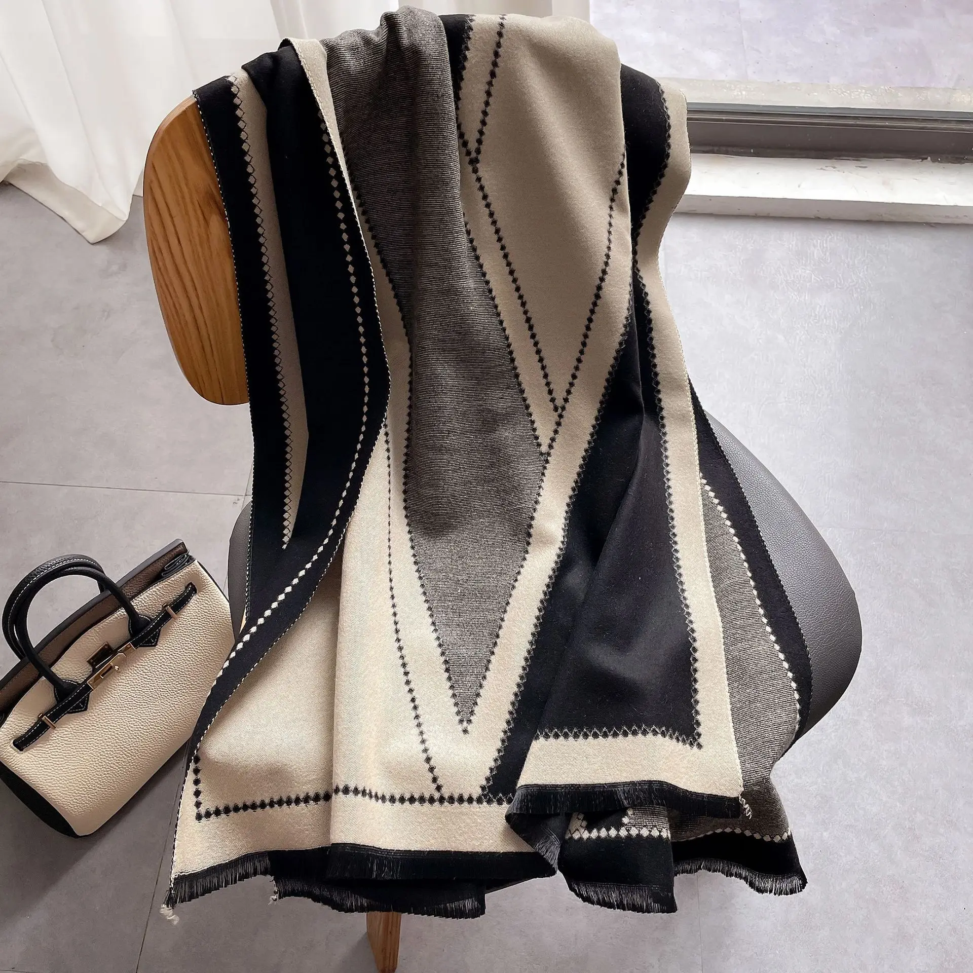 شال فاخر بطباعة حصان كشمير للنساء ، وشاح شتوي ، أغطية بطانية ، باشمينا ، عباءة سفر ، ملابس ستولز ، دافئة ، غير رسمية #4