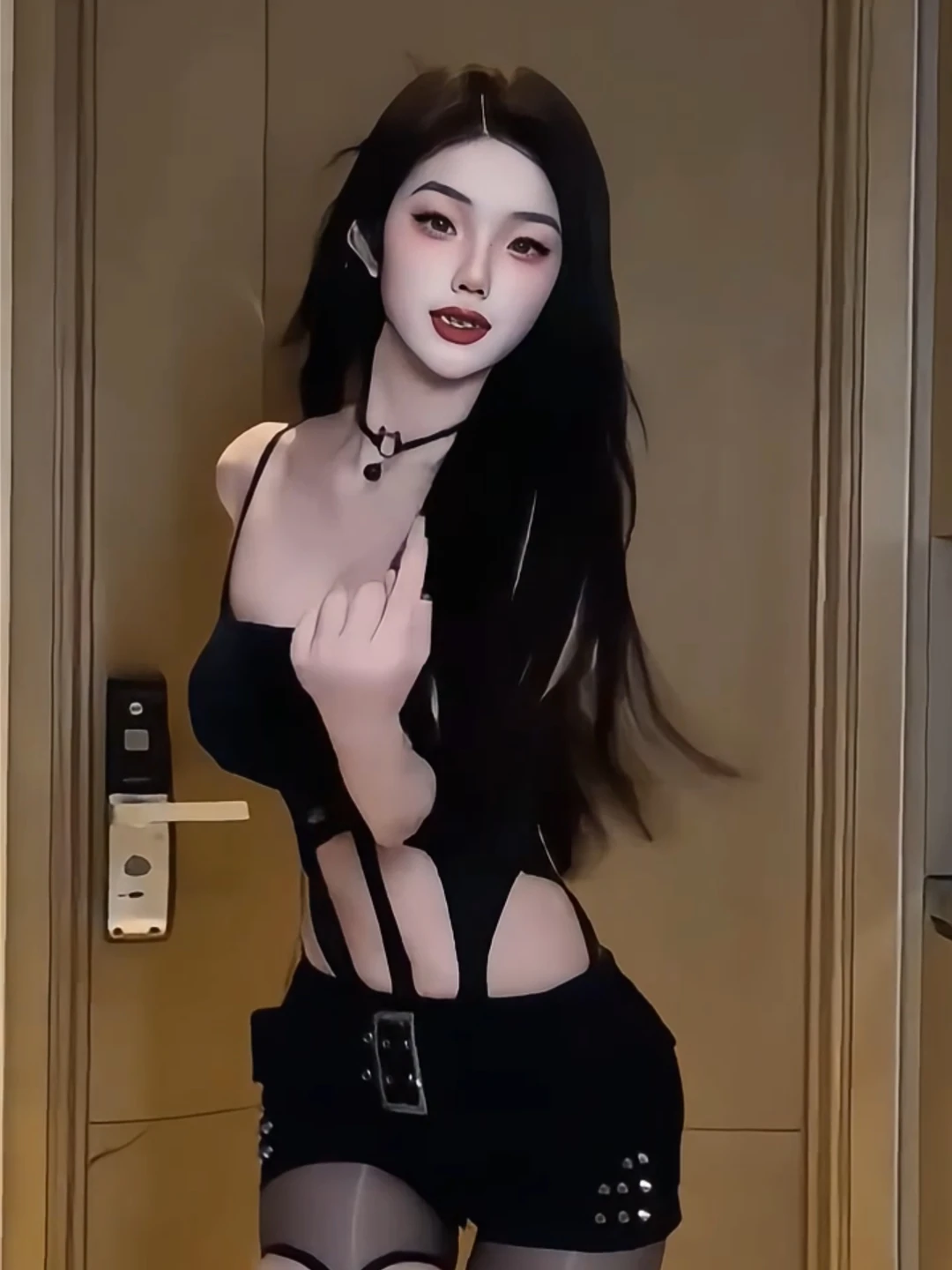 Sexy oco para fora bla bodysuit ort calças conjunto de duas peças revelar figura cintura baixa ort comprimento v ne scela para o inverno