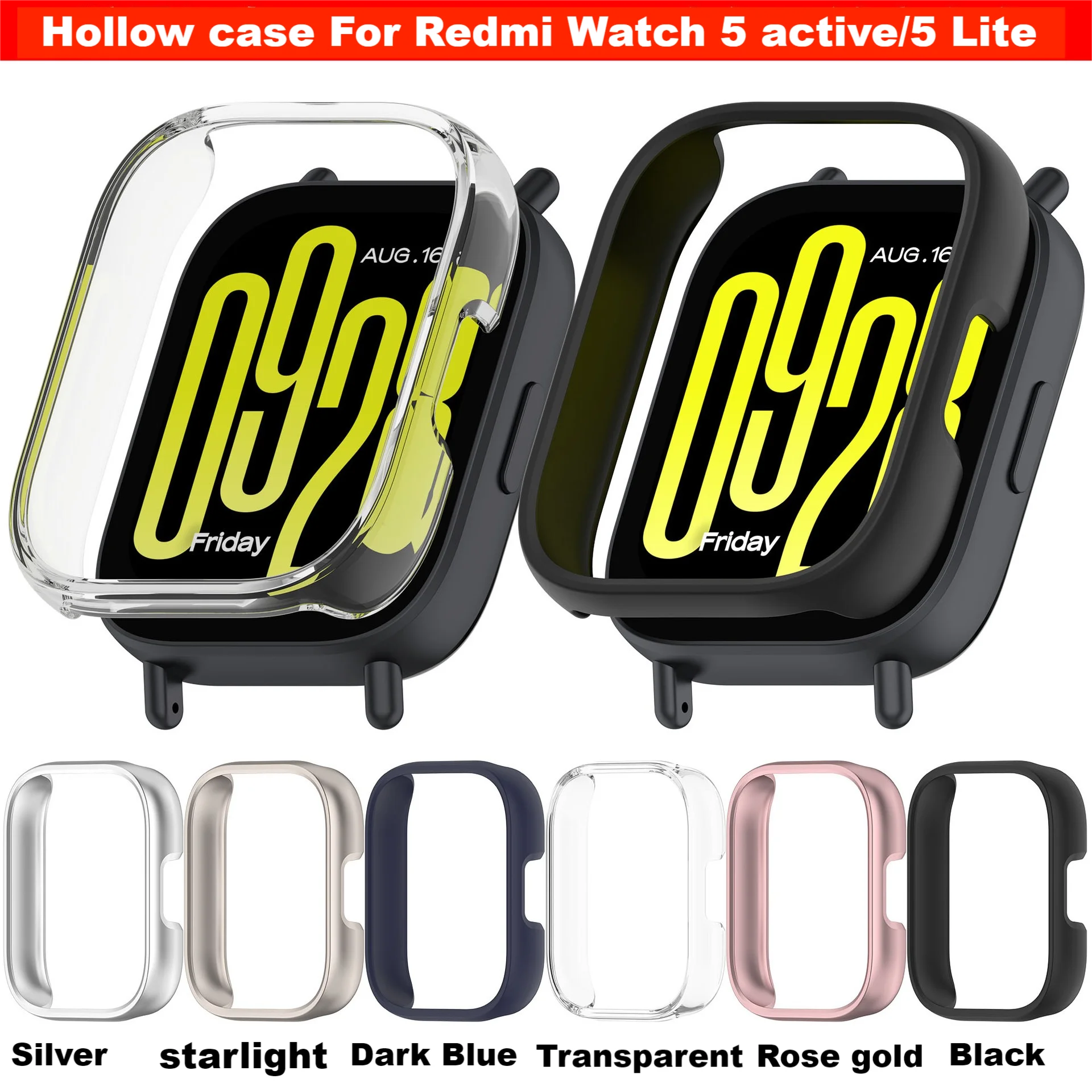

Hollow case For Redmi Watch 5 active /5 Lite smart watches strap bumper For Redmi Watch 4 5 case cover accessories