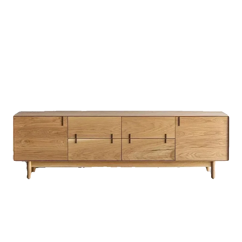 

Nordic Solid Wood TV Cabinet Wood Color Simple Side Cabinet Oak Small Apartment Living Room Storage Locker Audiovisual Cabinet