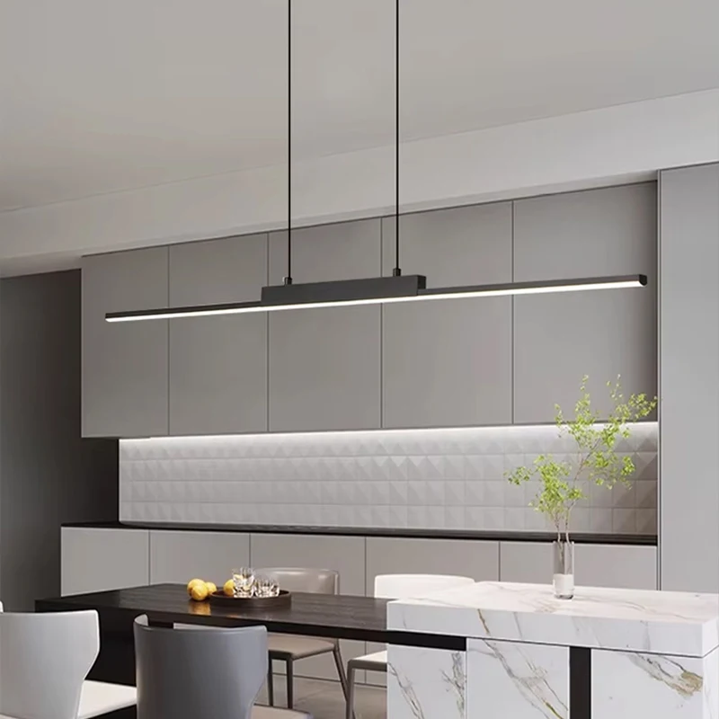 Led Restaurant Pendant Lights 2026 New Nordic Bar Counter Dining Table One-word Long Chandelier Modern Home Indoor Lighting Lamp