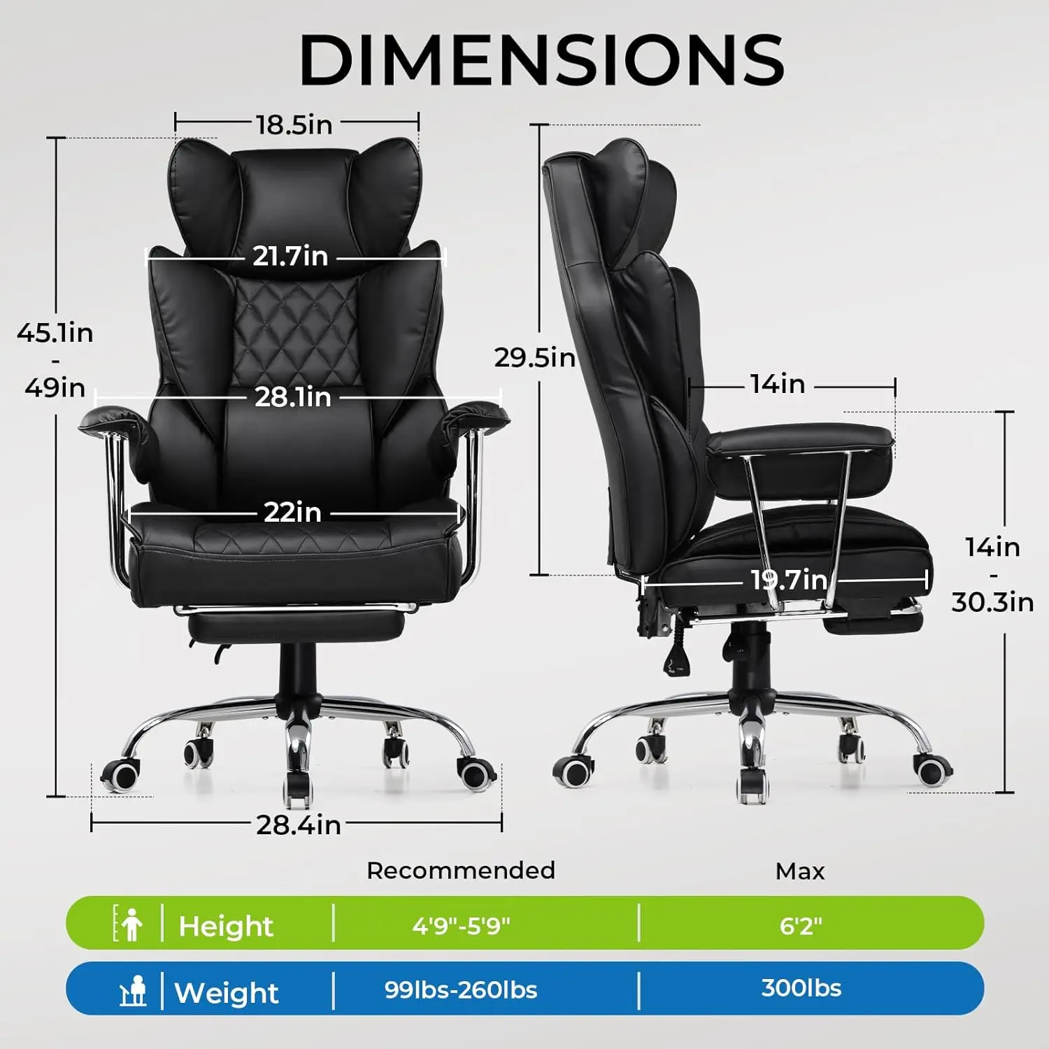 Chaise de Bureau Ergonomique et Confortable avec Support Lombaire et Poche, Chaise de Jeu et d'Ordinateur