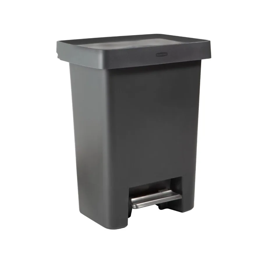 

19 Gallon Kitchen Indoor Trash Can with Dual Compartment, Step Lid, Charcoal Gray Plastic Garbage Bin for Home and Office Use