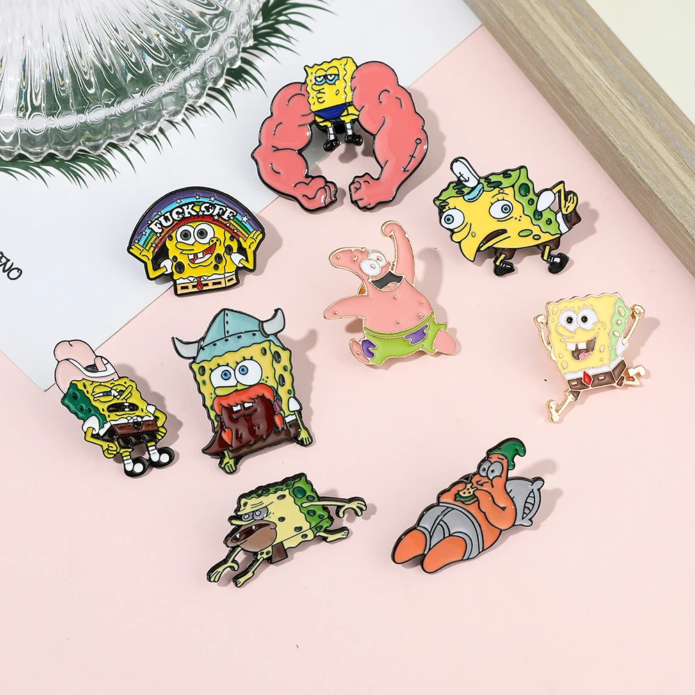 Anime Cartoon Spongebob Squarepants Enamel Pins Patrick Star Kawaii Badge Funny Accessories Cute Brooches for Women Gifts