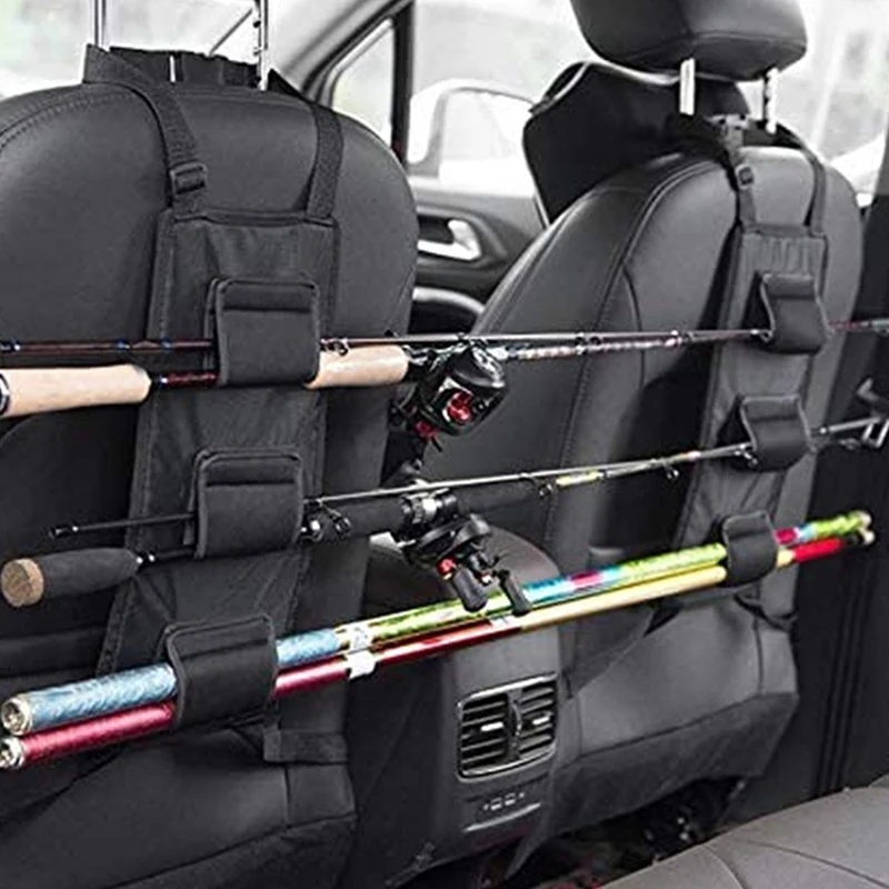 Car Seat Fishing Rod Rack Car Seat Fishing Rod Fixing Belt Adjustable Fishing Pole Storage Strap Detachable For Wagons Van