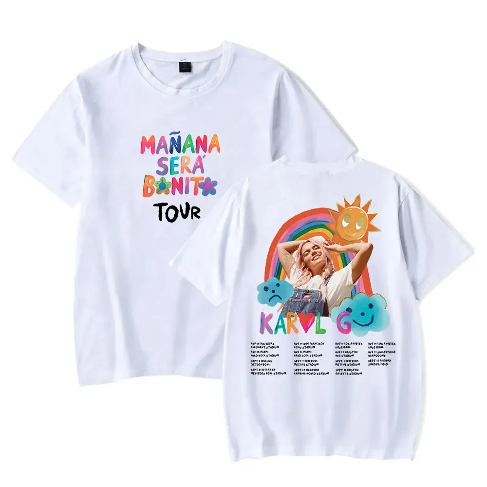 Karol G T-Shirts Msb Tour 2023 Rainbow Tee MAÑANA SERÁ BONITO Album Merch Unisex Casual Short Sleeve Streetwear Fashion Top