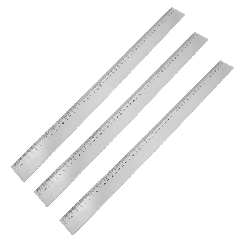 Sensitive 3Pcs 50Cm Clear Plastic Measuring Long Straight Centimeter Ruler