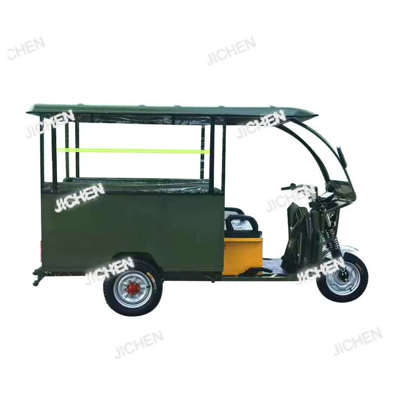 

01-G1 three-wheeled electric vehicle passenger with canopy multi-seater travel sightseeing tuk-tuk green