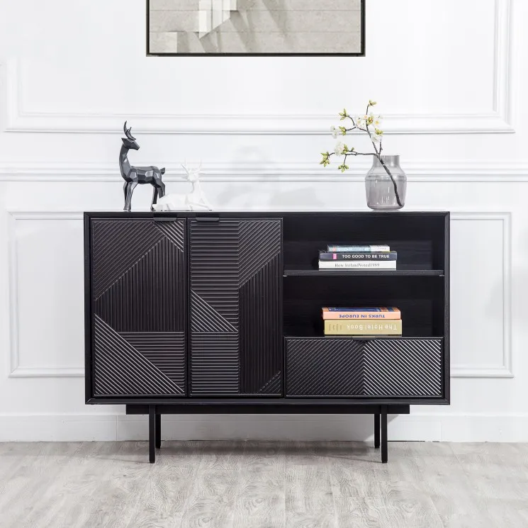 Huada Furniture Italian Sideboard Cabinet Black Paint Side Cabinet Creative Nordic Locker Home Living Room Bedroom Furniture