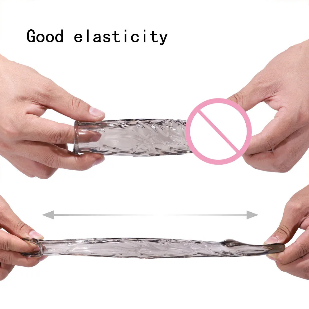 Extension Reusable Condom Penis Sleeve Male Enlargement Time Delay Spike Clit Massager Cover Crystal Clear Condoms Adult 2
