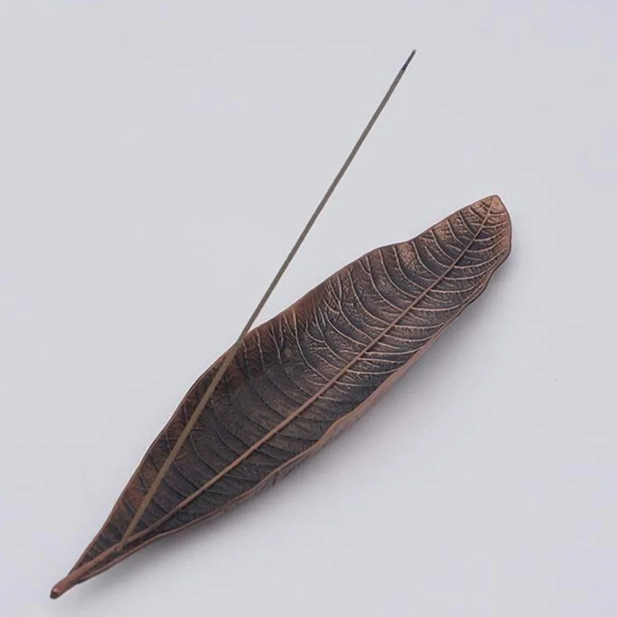 

Alloy Leaf Shape Incense Burner Red Bronze Handmade Metal Stick Holder Tray Aromatherapy Home Meditation Yoga