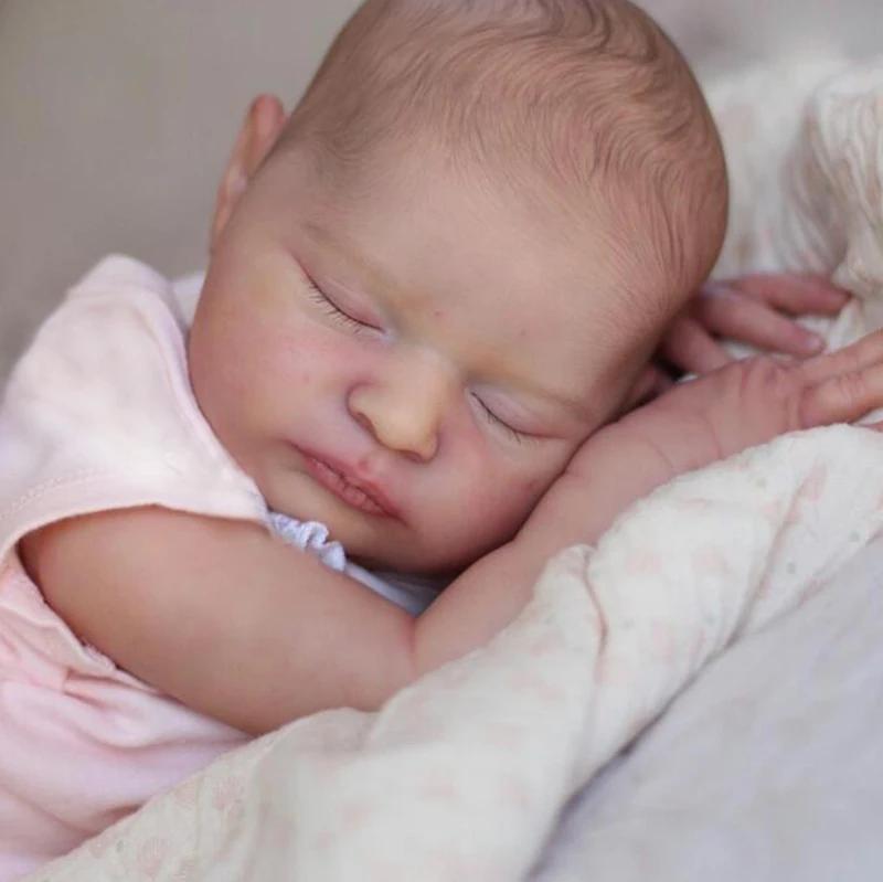 

19Inch Laura Reborn Dolls Soft Cuddly Sleeping Baby Lifelike 3D Painted Skin Many Details Veins Reborn Baby Dolls muñecas bebes