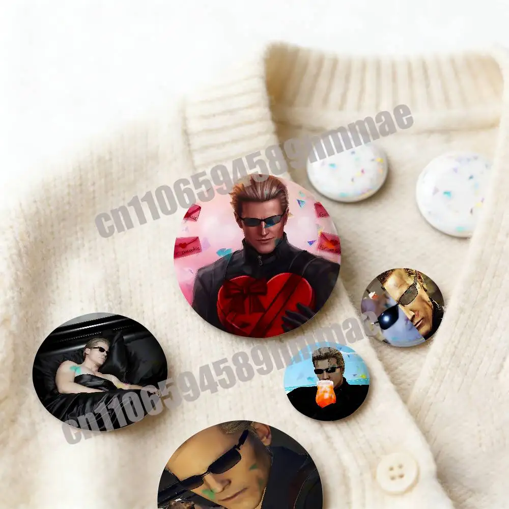 For R-Resident Evil Albert Wesker Emblem Round Pins Insignia Badge Case Backpack  Ornament 44mm Brooch Button