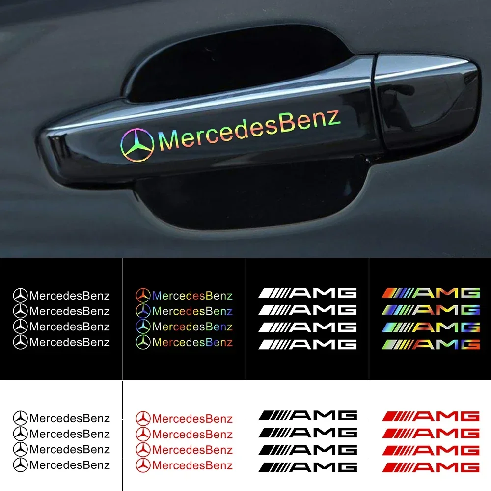 4Pcs PVC Car Door Handle Badge Protector Decal Wiper Sticker For Mercedes benz A B R G Class AMG GLK GLA CLA W204 W211 W176 W124