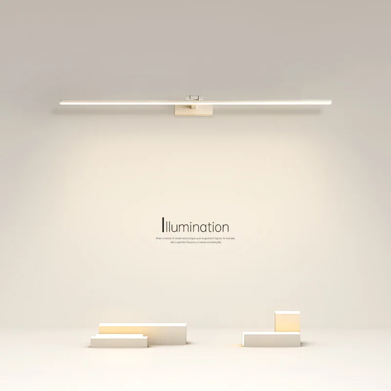 

Зеркальная фара, светодиодная туалетная туалетная комната, шкаф для ванной комнаты без перфорации, настенное наполнение, длинная полоса, зеркало-комод