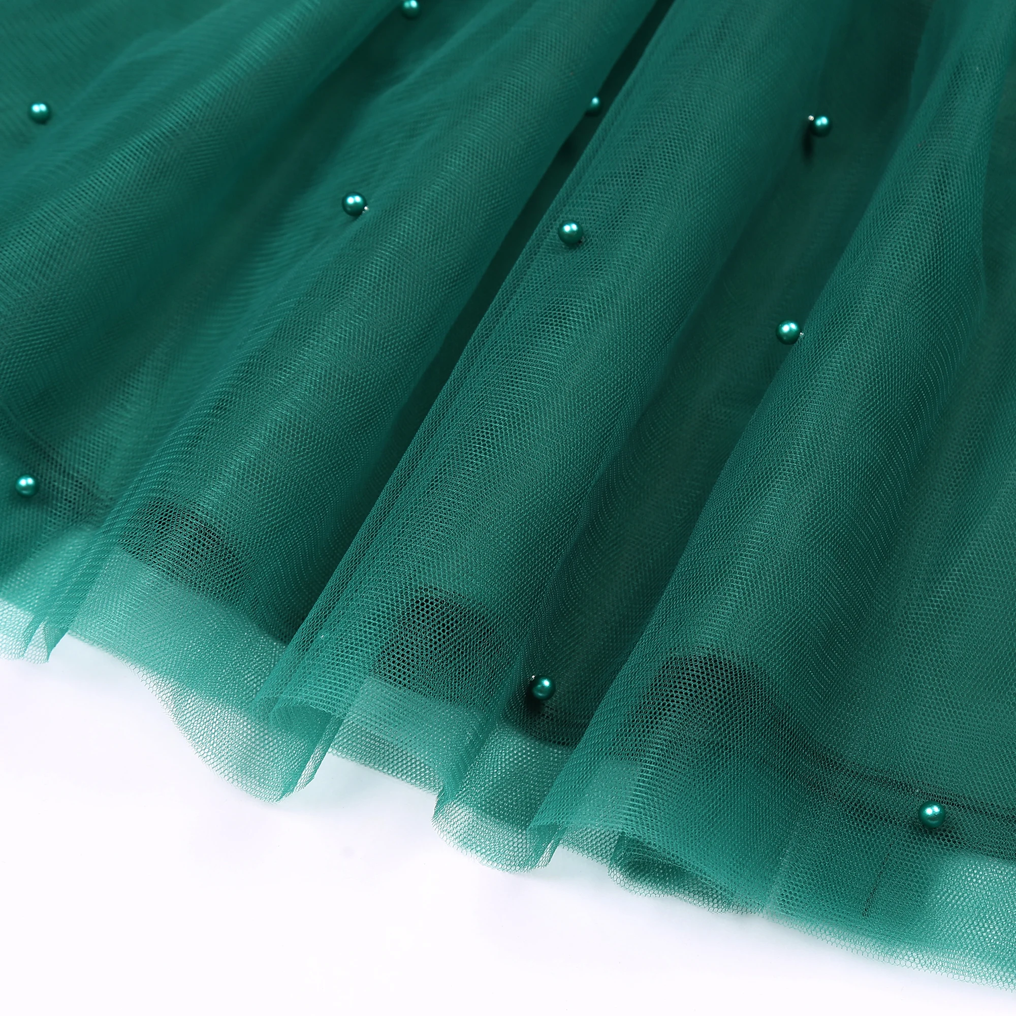 فستان حفلة عيد ميلاد من الشاش الشبكي المطرز اللامع على طراز الأميرة، زي فتاة الزهور - فستان رسمي لمسابقة التجميل وعروض الأزياء