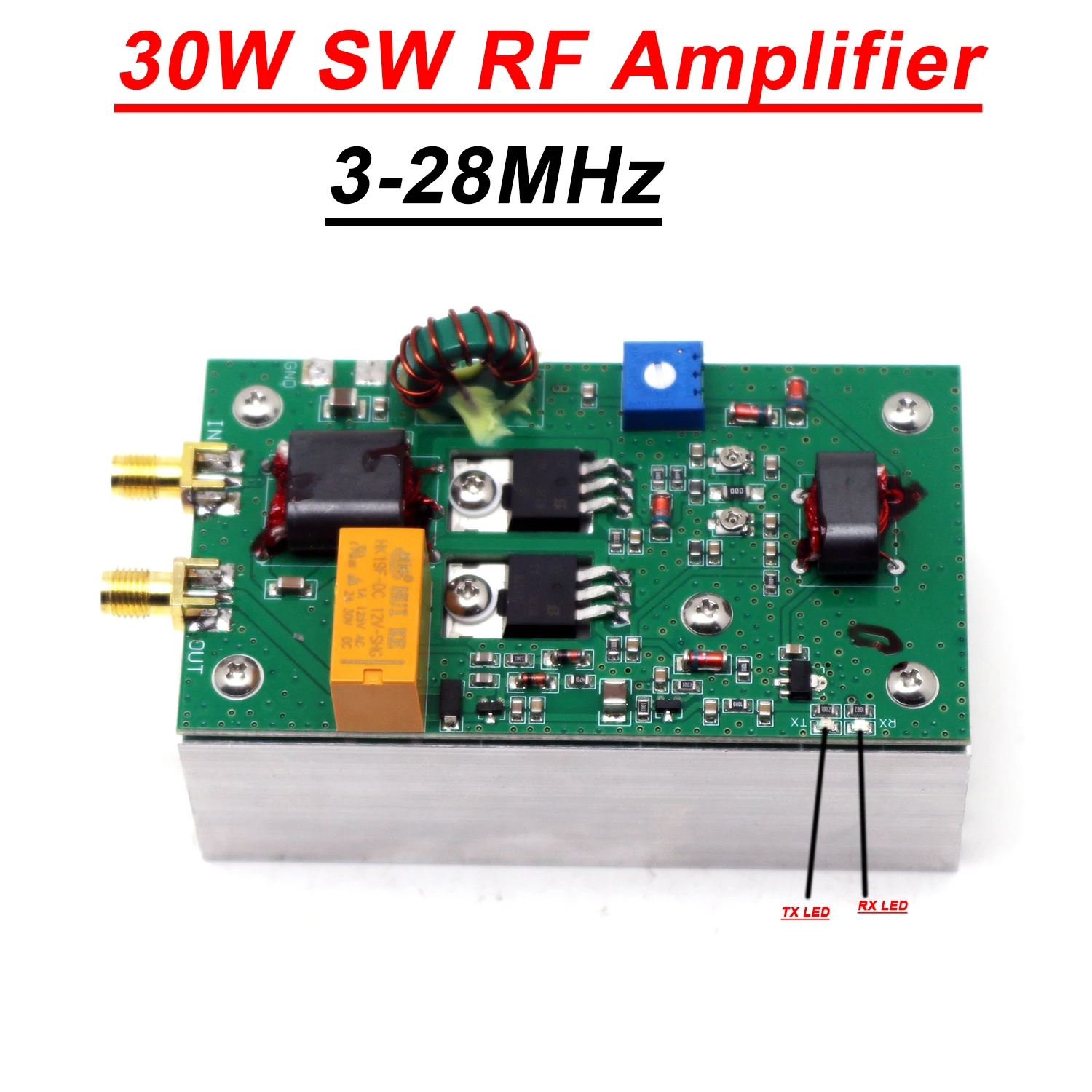30W ShortWave Amplifier Board 3-28MHz CW SSB Linear RF POWER AMP Signal Drive SW Transmitter/Receiver Amateur Radio QRP Station