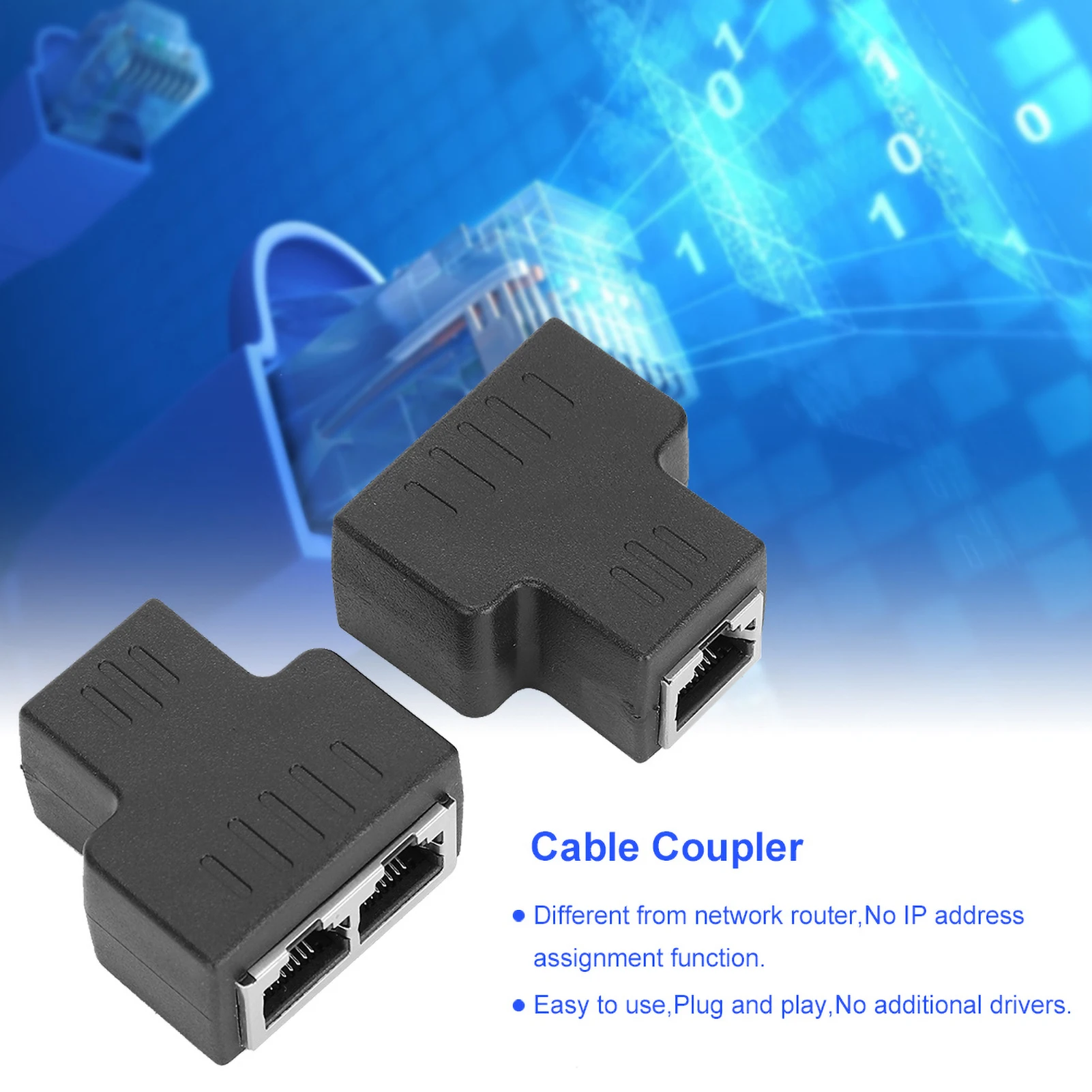 Coupler Ethernet Cable Adapter 1‑in 2‑out RJ45 Female Interface LAN Connector Cable Extender Splitter for Internet Wire