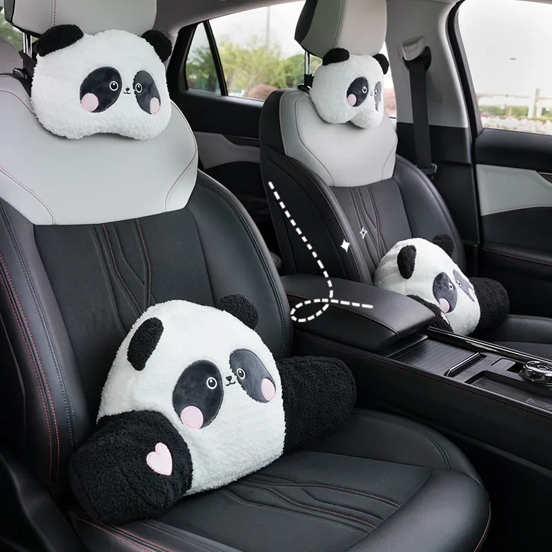 Panda zagłówek samochodowy poduszka na szyję uroczy pluszowy komfortowy zagłówek samochodowy poduszka na szyję Cztery pory roku General Motors zagłówek dostaw — zdjęcie 3