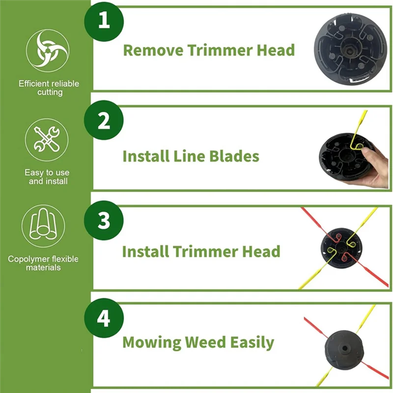 

A74E-Flexible Line Blades Replacement 48-Pack For Trimmer Edger–Most Universal Weed Eater Blades, For Trimmer Head
