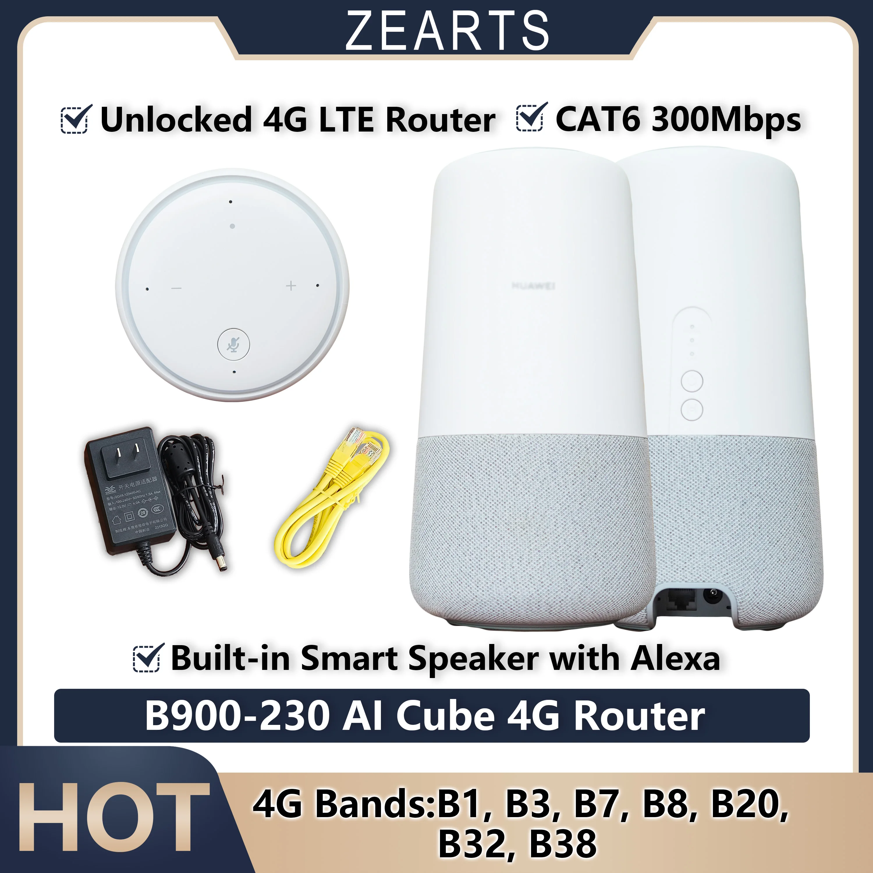 B900-230 Cat6 300Mbps Dual-Band 4G LTE CPE Wireless Router WiFi 5 Signal Booster for Smart Home