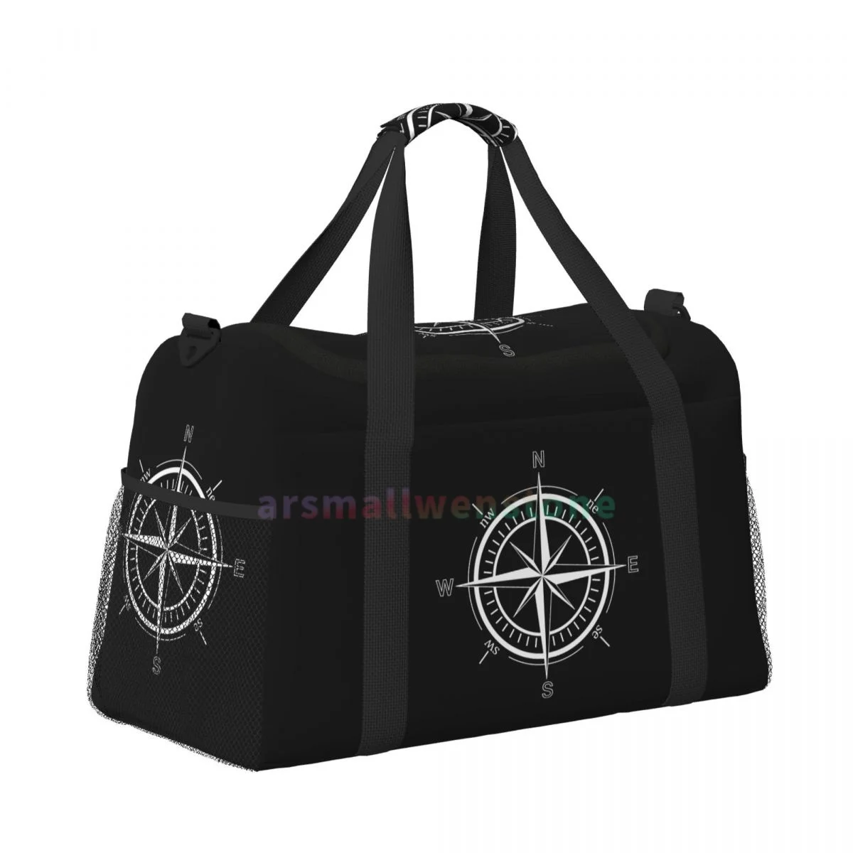 Compass Print Travel Duffel Bags Sport Gym Yoga Luggage Bag Personalized Weekender Bag with Shoulder Strap