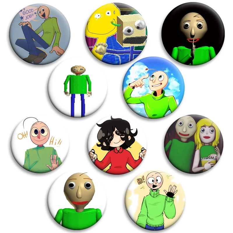 32/58mm Game Character Baldi's Basics Button Pin Snap-on Design Brooches Daily Fashion Decoration Badges Ideal Gifts for Friends