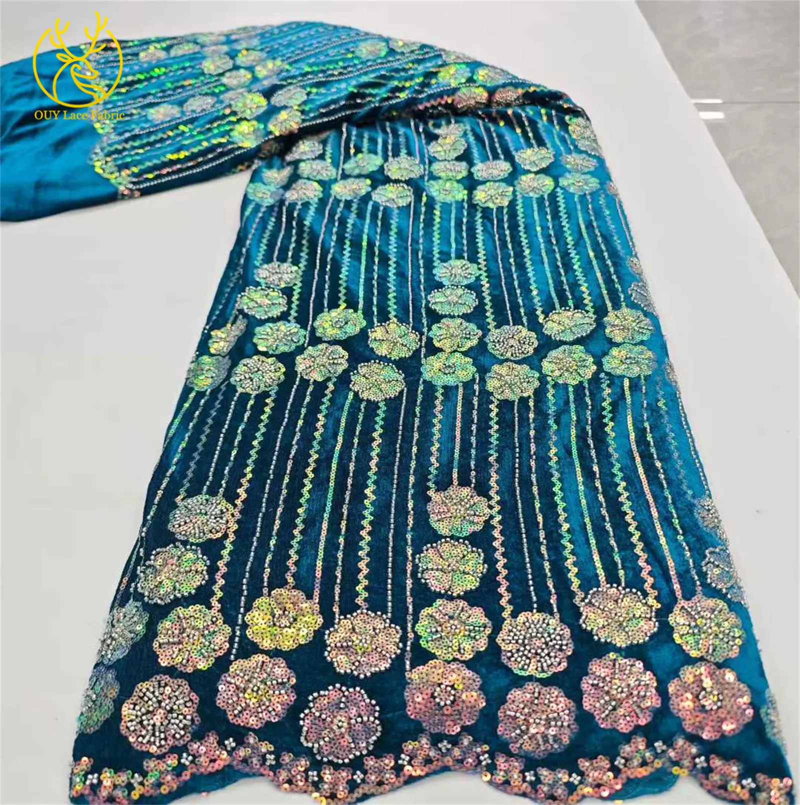 النمط الأفريقي المخملية المخملية الدانتيل تول الدانتيل الفرنسية النيجيري مطرز الترتر شبكة النسيج لامعة السيدات ارتداء اليومي فساتين الحفلات