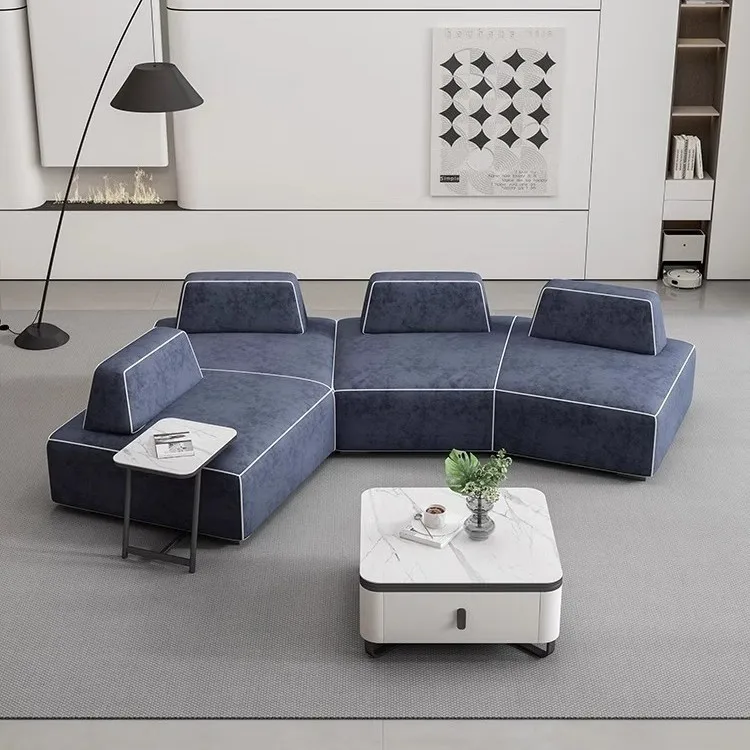 Italian minimalist double-sided sitting fabric sofa light luxury cream style free combination module sofa