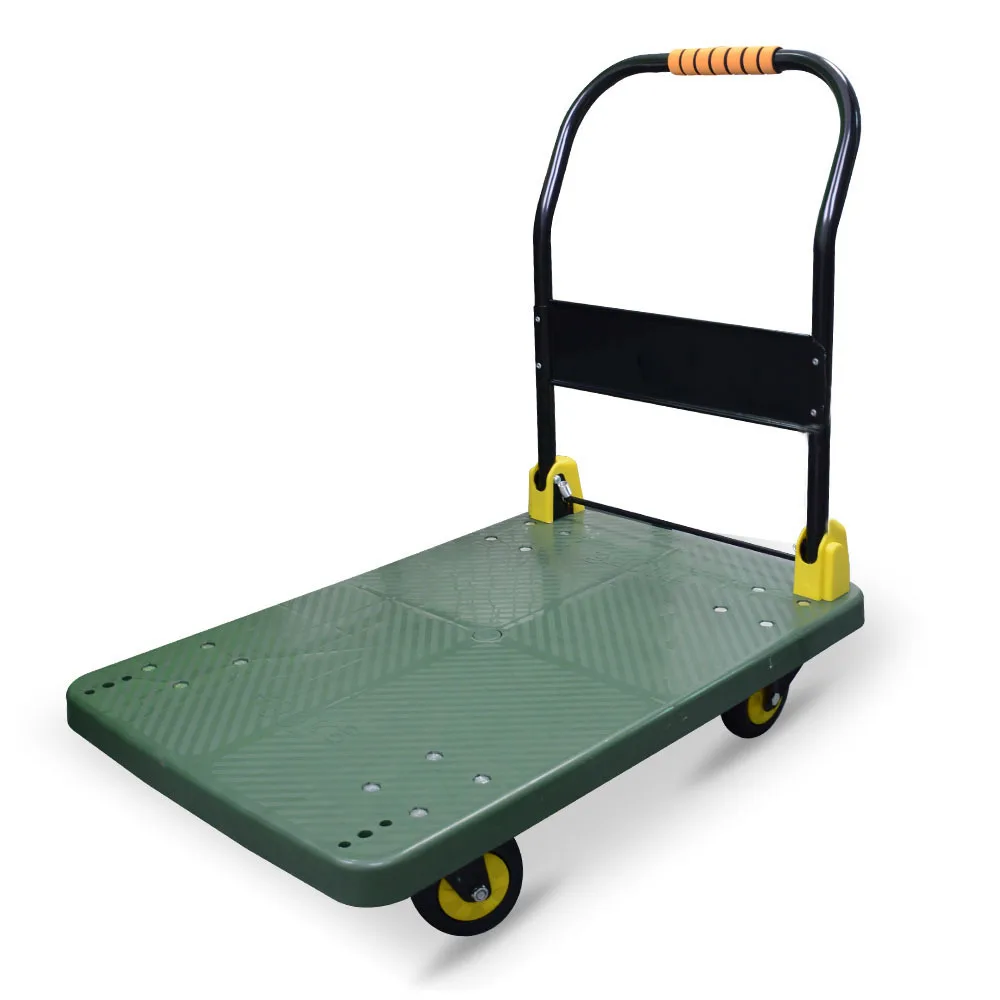 Hand Carts Trolleys Folding Silent Handcart Flatbed, Household Small Cart, Plastic Flatbed, Trailer, Transport, Stall Truck