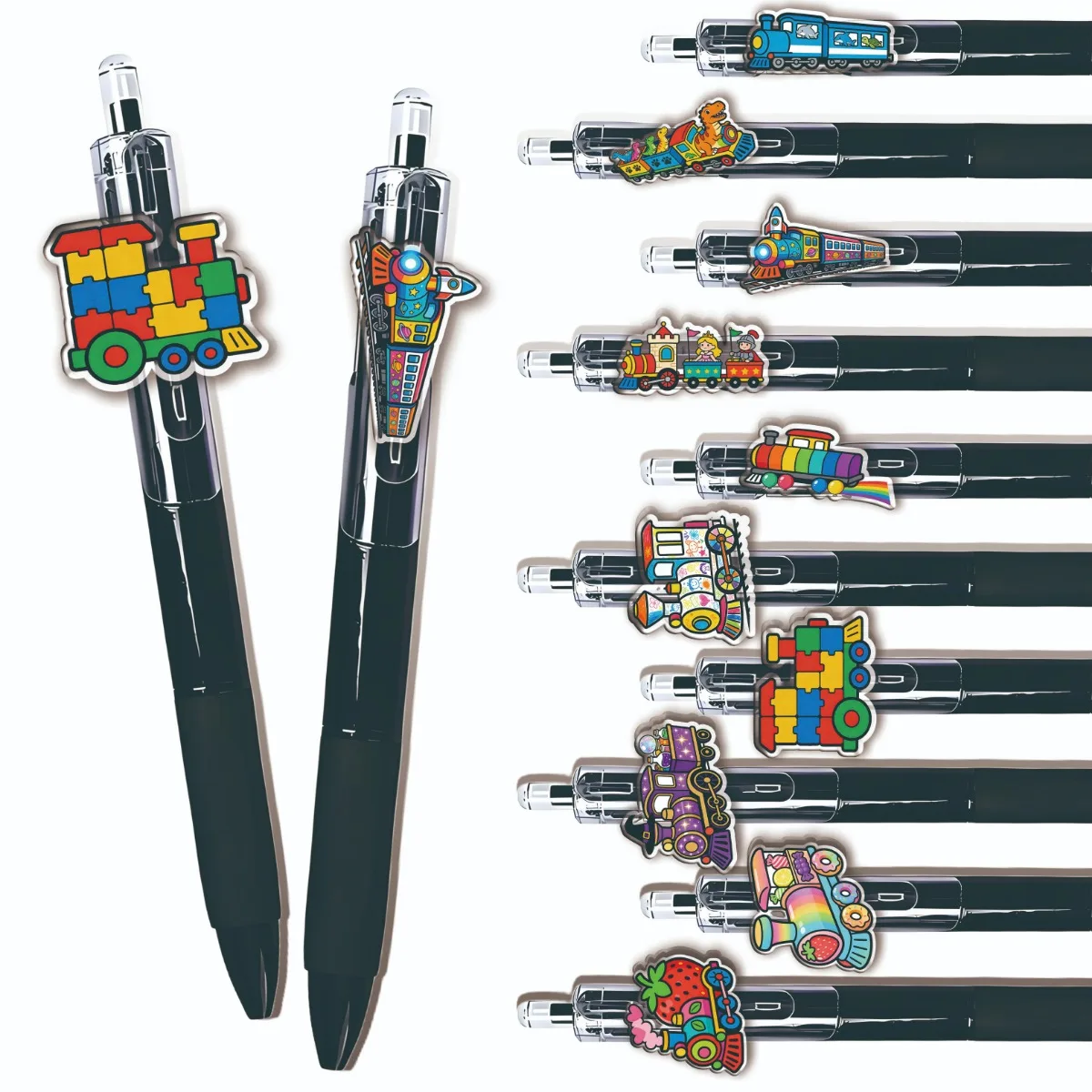 

10/15PCS Childhood Train Back-to-School Season Ballpoint Pens Student Writing Pens Marker Pens Portable Office Supplies