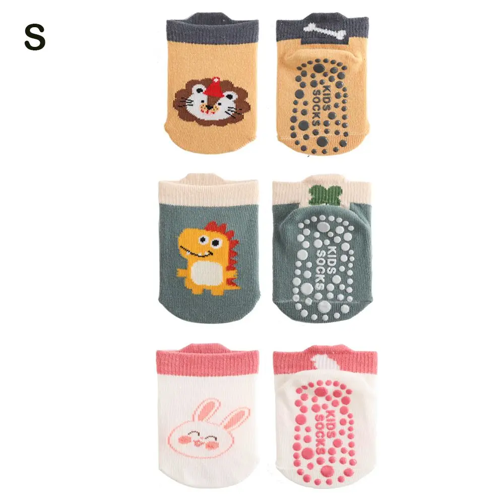 

3 Pairs/Set High Quality Cartoon Animal Pattern Kids Cotton Socks Comfy Breathable Floor Socks Non-slip Durable Kids Step Socks