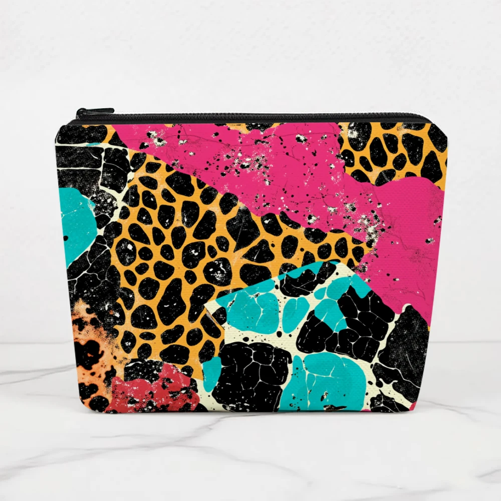 Colorful Leopard Print Abstract Design Makeup Bags for Girls Cosmetic Pouch Toiletry Bag Pencil Case Travel Storage