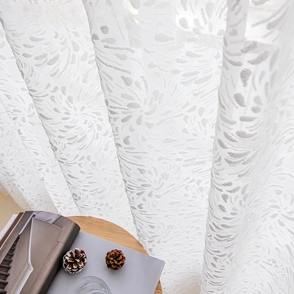 Durchsichtige Vorhänge für Wohnzimmer, für Küche, Schlafzimmer, Fenster, Voile-Vorhang für Flur, lange Vorhänge, gemusterte Dekoration
