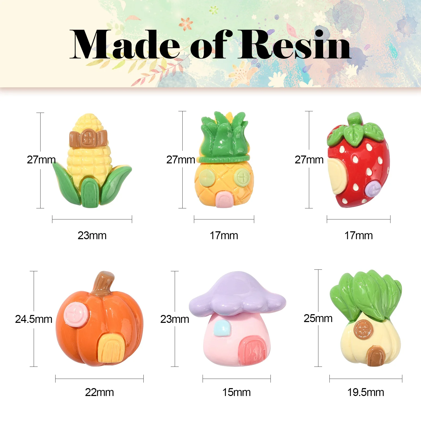 30Pcs Mixed Styles Imitation Food Flatback Beads Resin Vegetables Fruit House Cabochons for Phone Case Decor Jewelry Making